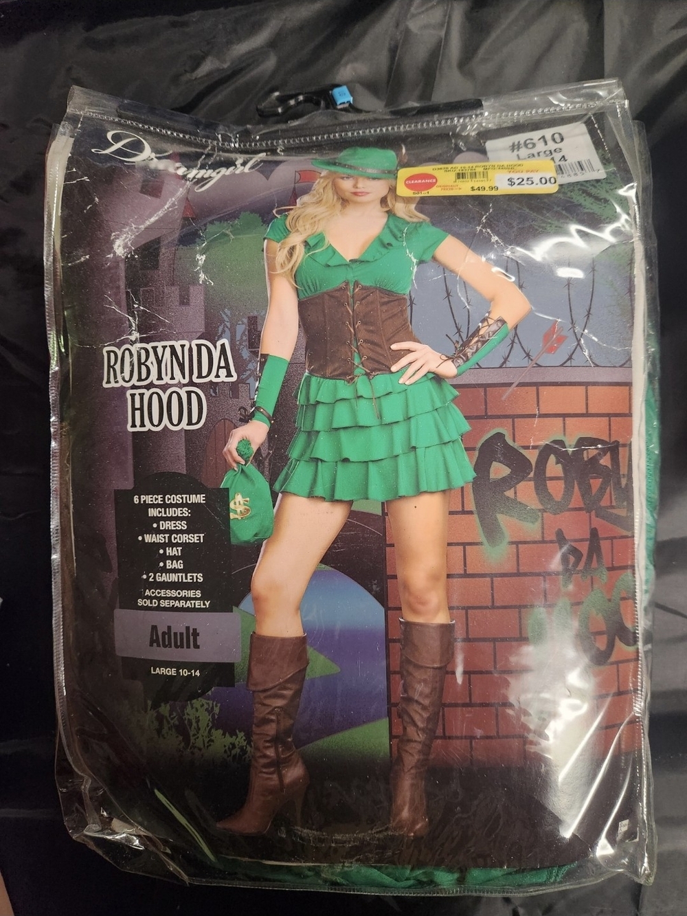 Robyn Da Hood Adult Green Costume with Brown Corset